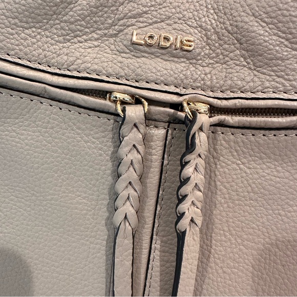 LODIS NWT Nikki Pebbled Leather Satchel Shoulder Bag Crossbody Purse Ash Gray - Picture 5 of 16
